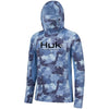 Blue Upf 50 Hooded Face Cover Fishing Shirt