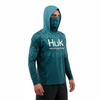 New Ocean Blue Upf 50 Hooded Face Cover Fishing Shirts