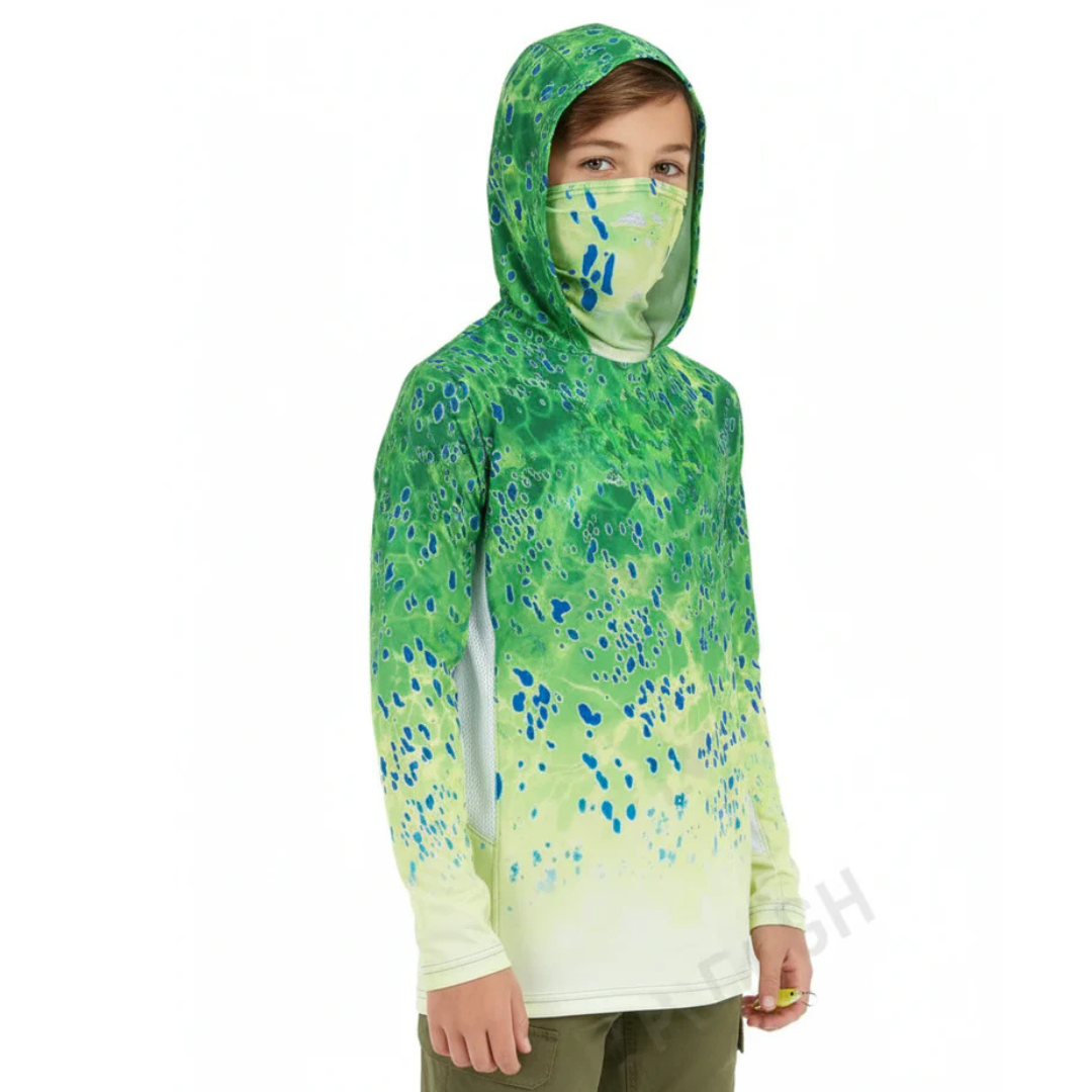 Mahi Mahi Madness Kids Fishing Shirts Upf 50+ Long Sleeve Fishing Shirt