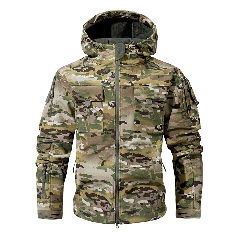 New - Camo Waterproof Warm Fleece Hooded Fishing Jacket