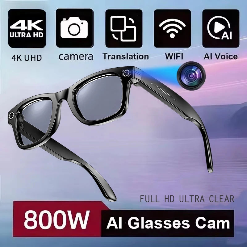 AI Smart Glasses with Camera, Bluetooth 720P Video & Photos