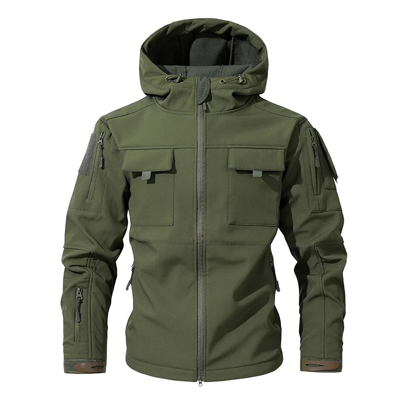 New - Army Green Waterproof Warm Fleece Hooded Fishing Jacket