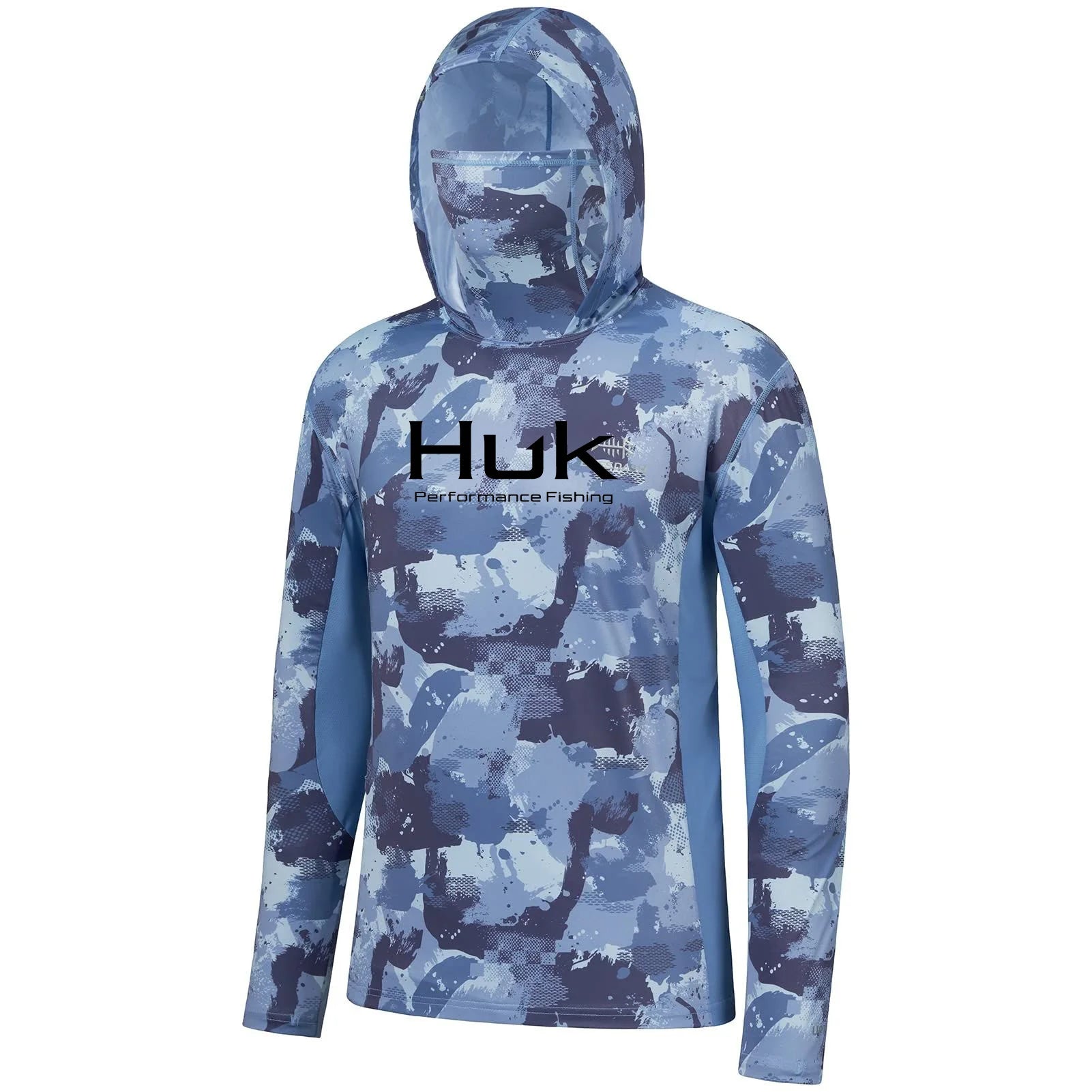 Blue Upf 50 Hooded Face Cover Fishing Shirt