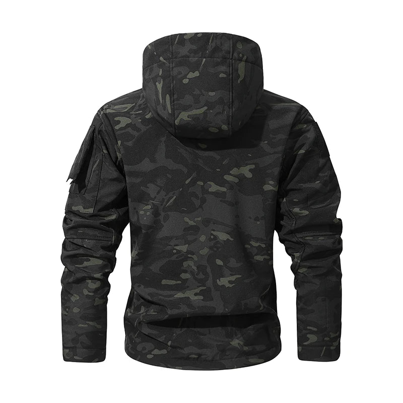 New - Black Camo Waterproof Warm Fleece Hooded Fishing Jacket