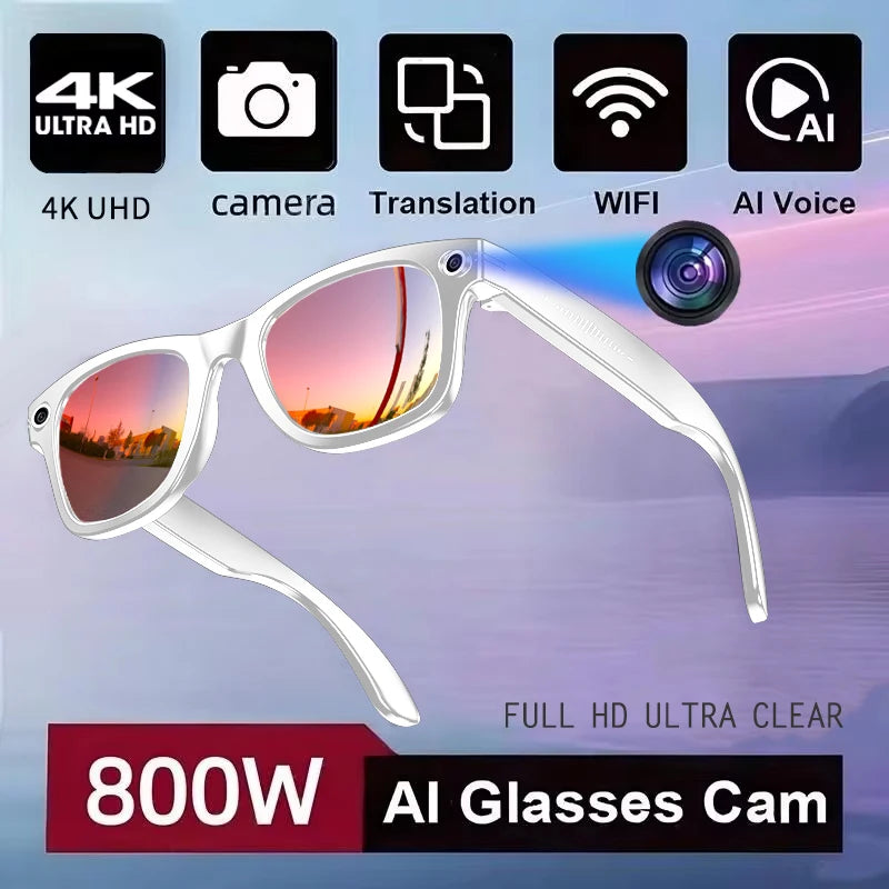 AI Smart Glasses with Camera, Bluetooth 720P Video & Photos