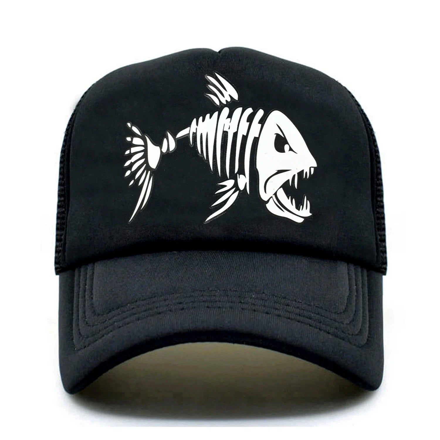 Fishbone Black Fishing Cap