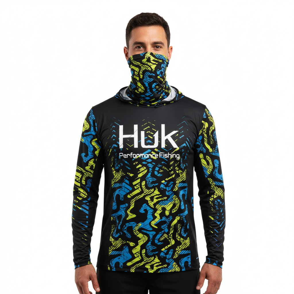 Swirl Upf 50 Hooded Face Cover Fishing Shirt